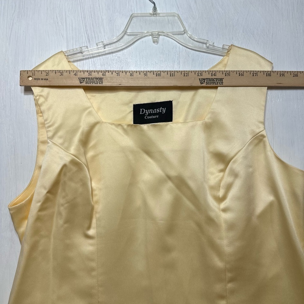Vintage Dynasty Couture Yellow 2 Pc Set Satin Top & Skirt Formal Outfit - Picture 2 of 14